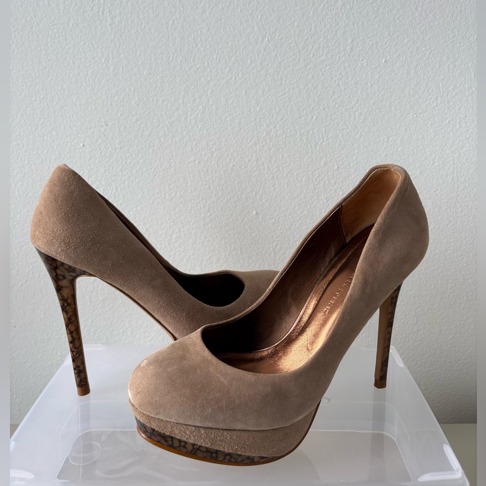 Zara Taupe Platform Heels